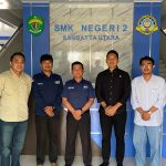 Pengurus DPC Demokrat Kutim sosialisasi Lomba Pidato AHY Muda 2026 di SMK Negeri 2 Sangatta Utara. (Ist)